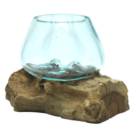Molten Glass on Driftwood Mini - 3" Vase Terrarium