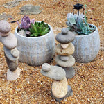 4 STONE SLANTED CAIRN GARDEN STATUE - HAPPY GARDENS