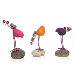 BIRD ON RIVER STONE - SET OF 3 - HAPPY GARDENS