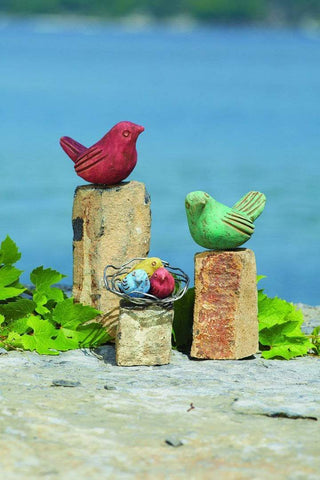 BIRDS ON ROCKS GARDEN STATUE - SET OF 3 - HAPPY GARDENS