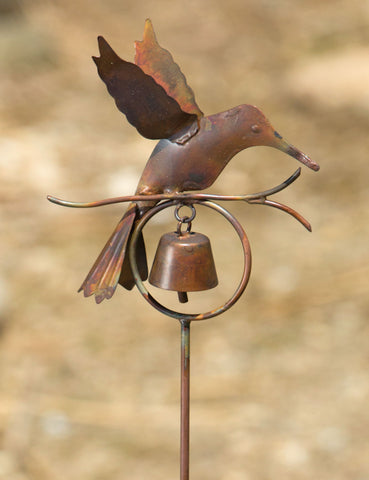 Hummingbird With Bell Decorative Garden Stake