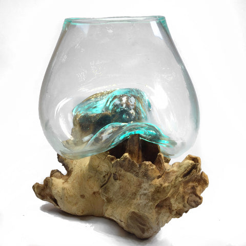 Molten Glass on Driftwood Medium 7" Vase, Hand Blown