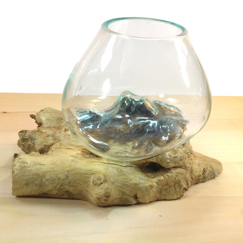 Molten Glass on Driftwood Medium 7" Vase, Hand Blown