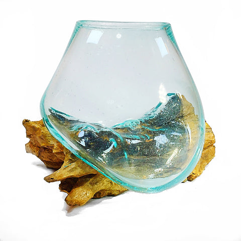 Molten Glass on Driftwood Medium 8" Vase, Hand Blown
