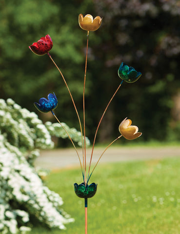 55" Multicolor Lily Cup Chimes Decorative Garden Stake