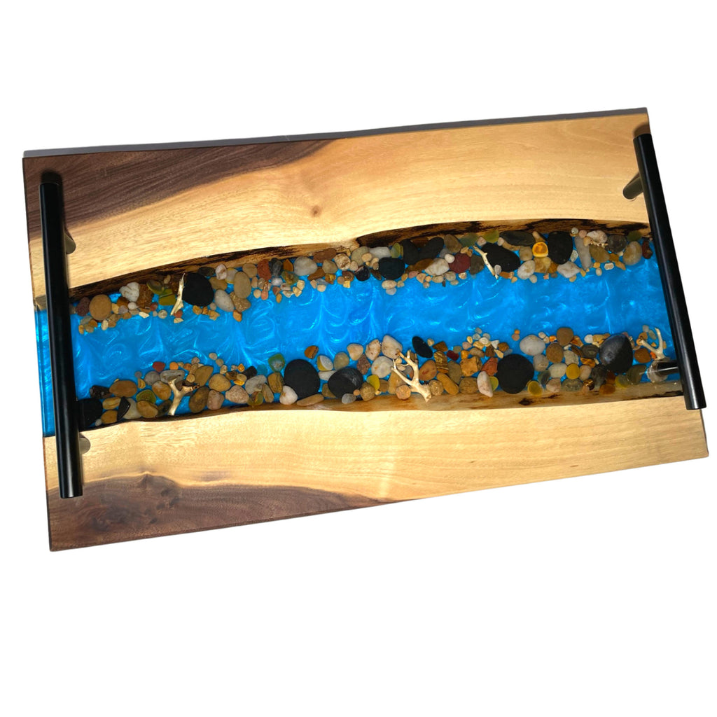Unique Serving Rocks Walnut Live Edge Charcuterie Board, Cheese, Serving Board - River Rock ...