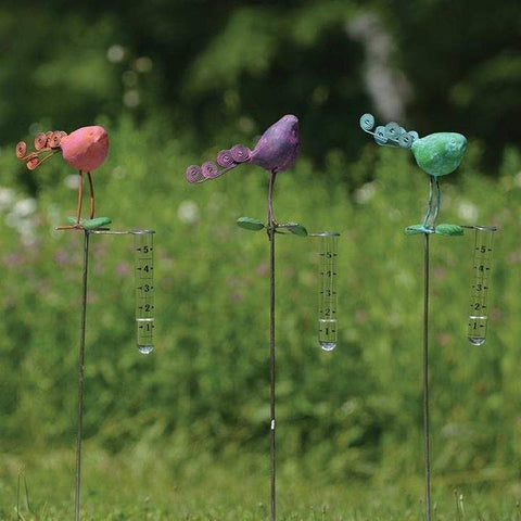 STANDING BIRD WITH RAIN GAUGE - ASSORTED COLORS - HAPPY GARDENS
