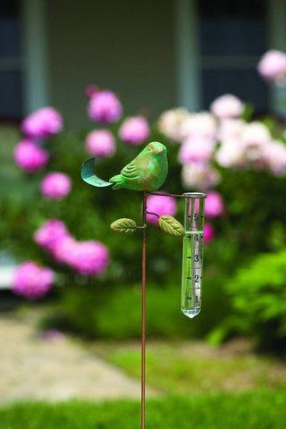 TEAL BIRD RAIN GAUGE - HAPPY GARDENS
