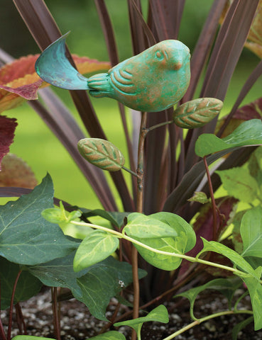 Teal Bird Plant Pick Stake