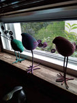 TERRA COTTA & WIRE BIRDS ASSORTED COLORS - SET OF 3 - HAPPY GARDENS