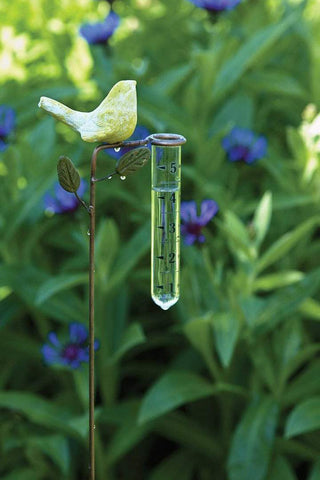YELLOW BIRD RAIN GAUGE - HAPPY GARDENS