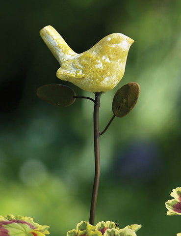 Yellow Bird Plant Pick Garden Stake